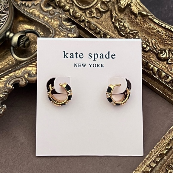 KATE SPADE • Rare Form Striped Huggies Hoop Earrings - Picture 3 of 3